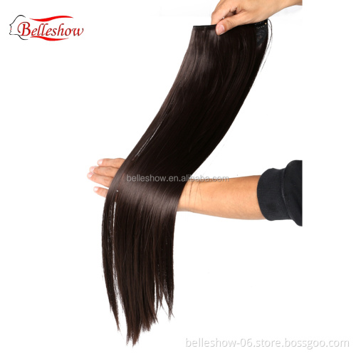 Hot sell Wholesale Price Clip In Synthetic Hair Clip-in One Piece Silky Straight Long Hair piece 5 Clips In Hair Extension
